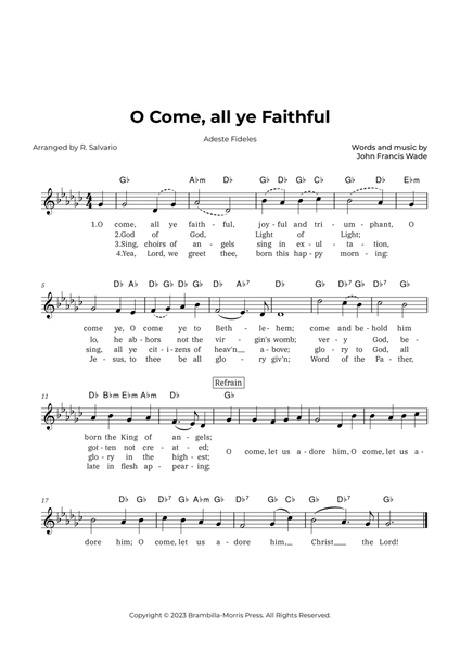 O Come, all ye Faithful - Adeste Fideles (Key of G-Flat Major) image number null