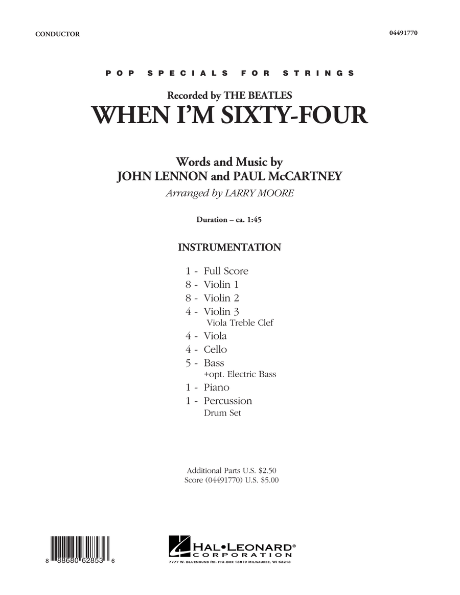 When I'm Sixty-Four - Conductor Score (Full Score) String Orchestra scores gallery preview page 1