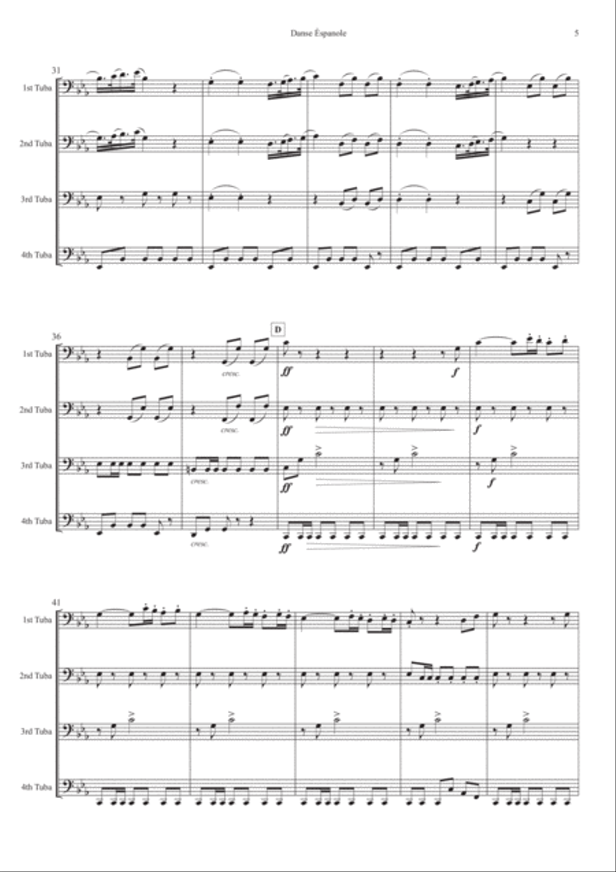 Spanish Dance from Swan Lake for Symphonic Tuba Quartet Tuba Quartet scores gallery preview page 5