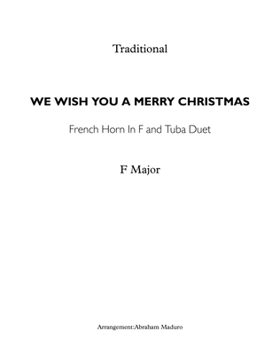 We Wish You a Merry Christmas-French Horn and Tuba Duet-Score and Parts