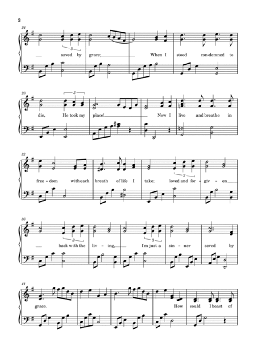 Sinner Saved By Grace Piano Solo scores gallery preview page 2