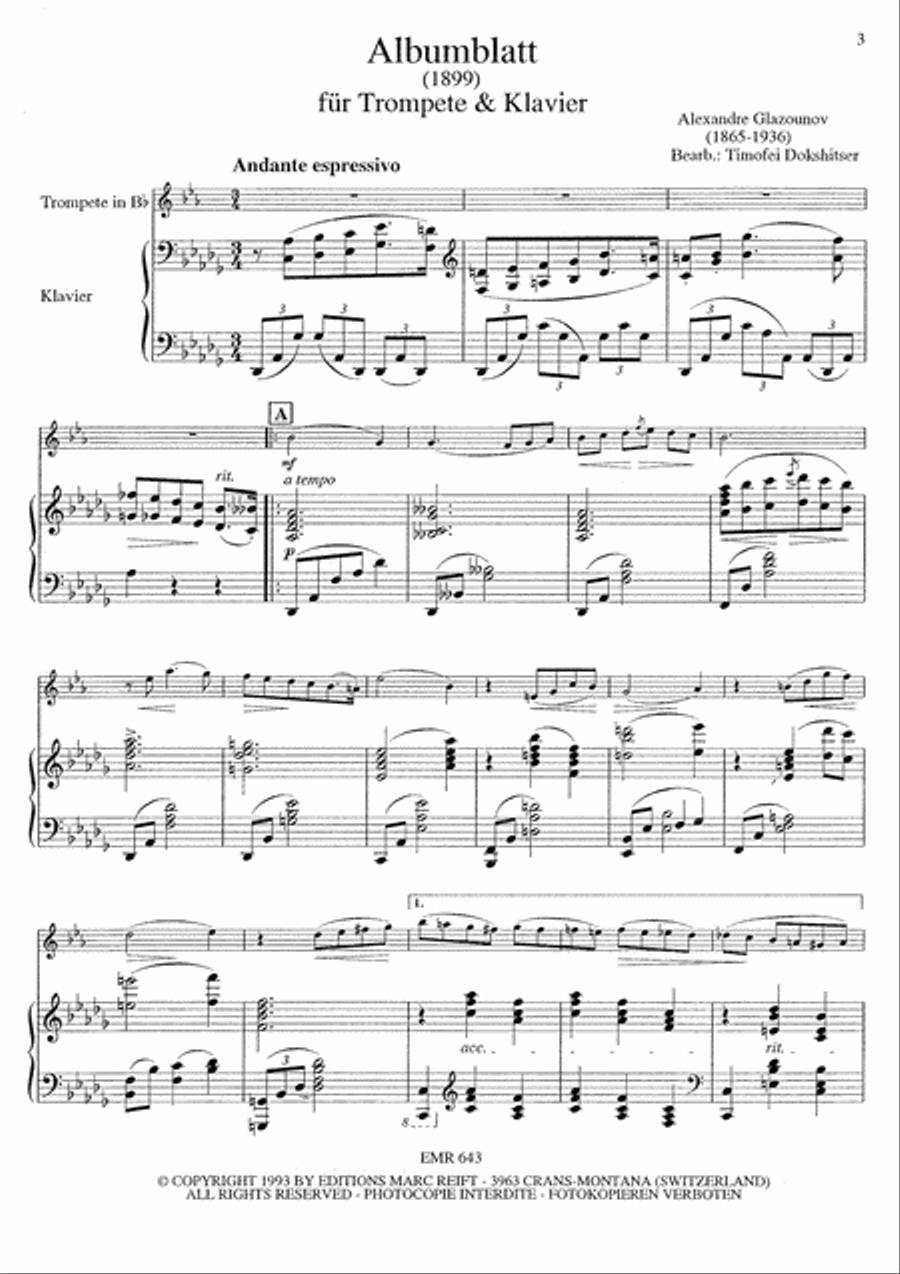 Albumblatt Trumpet Solo scores gallery preview page 4
