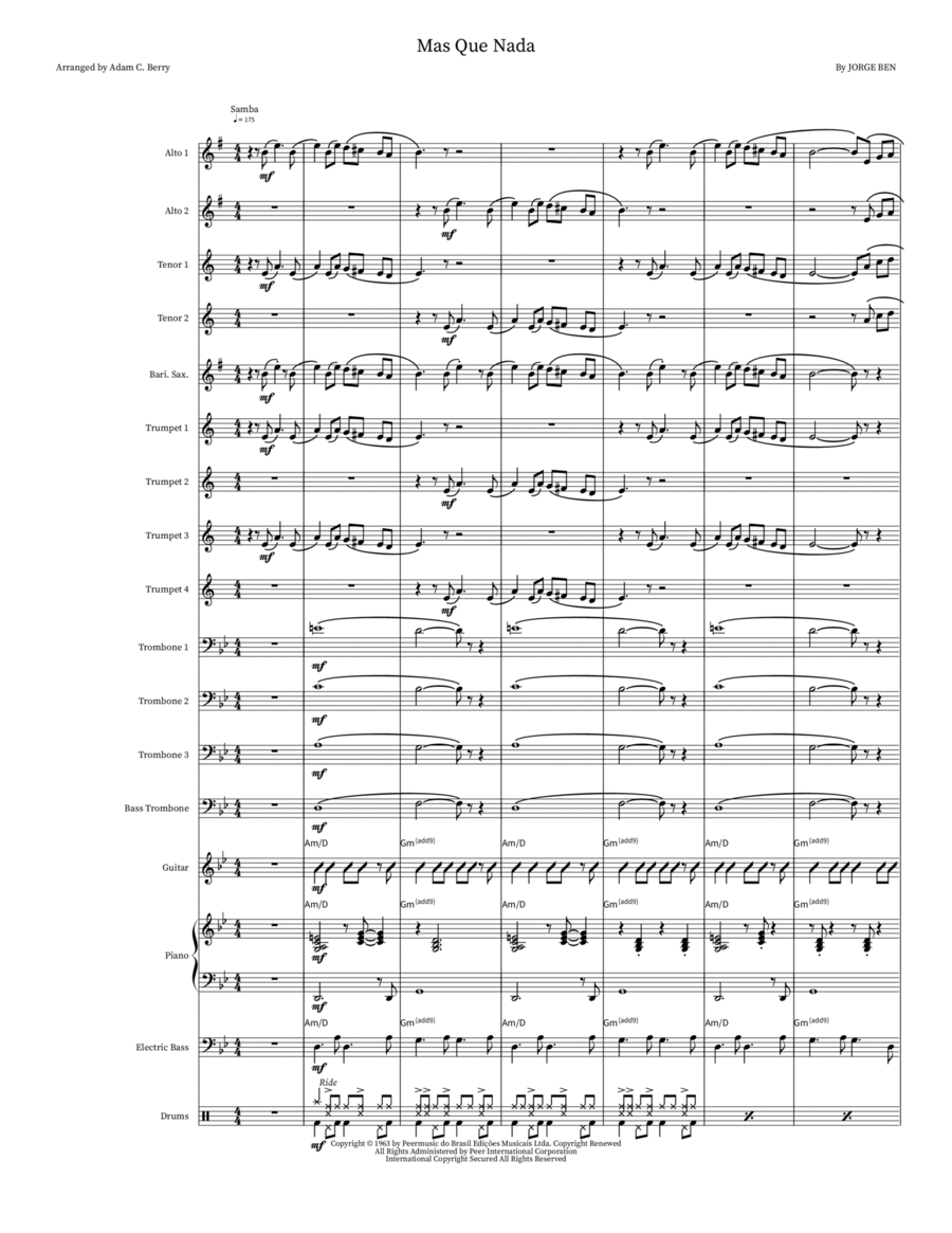 Mas Que Nada Jazz Ensemble scores gallery preview page 1