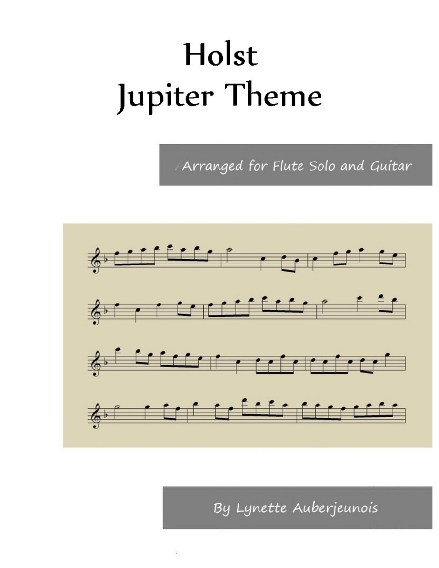 Jupiter Theme - Flute Solo with Guitar Chords Chamber Music scores gallery preview page 1