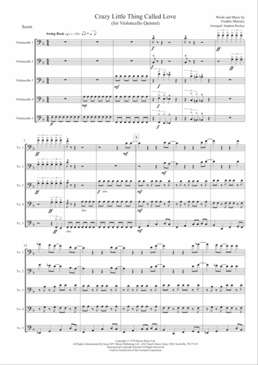 Crazy Little Thing Called Love String Quintet scores gallery preview page 3