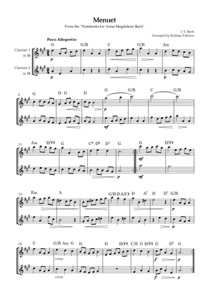 Menuet (for 2 clarinets in Bb) - from the notebooks for Anna Magdalena