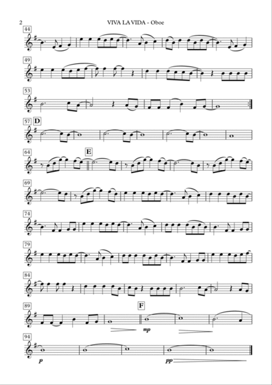 Viva La Vida Piano scores gallery preview page 3