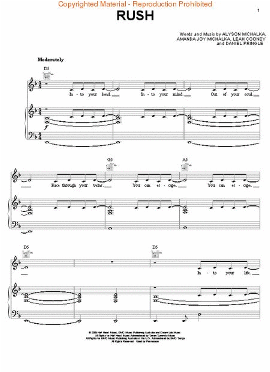 Rush Rush Piano, Vocal, Guitar scores gallery preview page 2