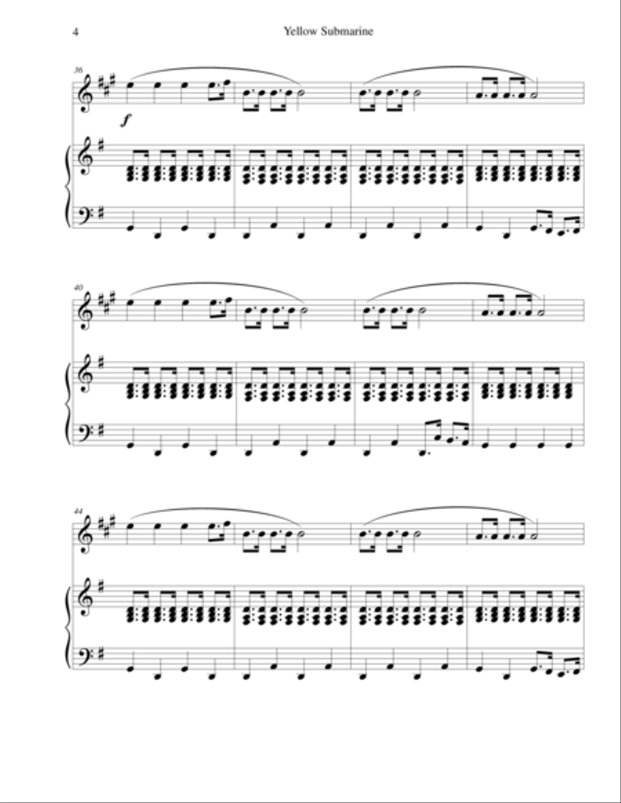 Yellow Submarine Trumpet Solo scores gallery preview page 4