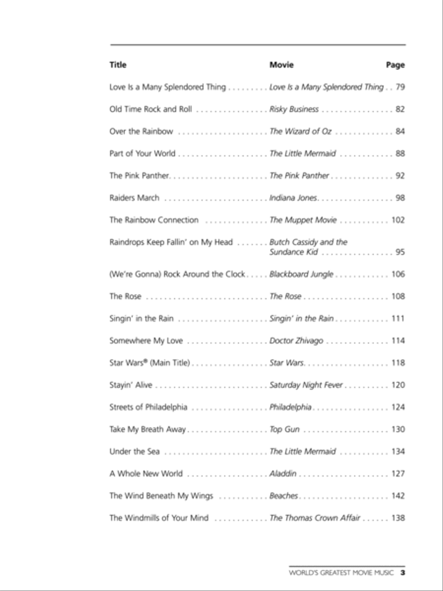 World's Greatest Movie Songs Easy Piano scores gallery preview page 3