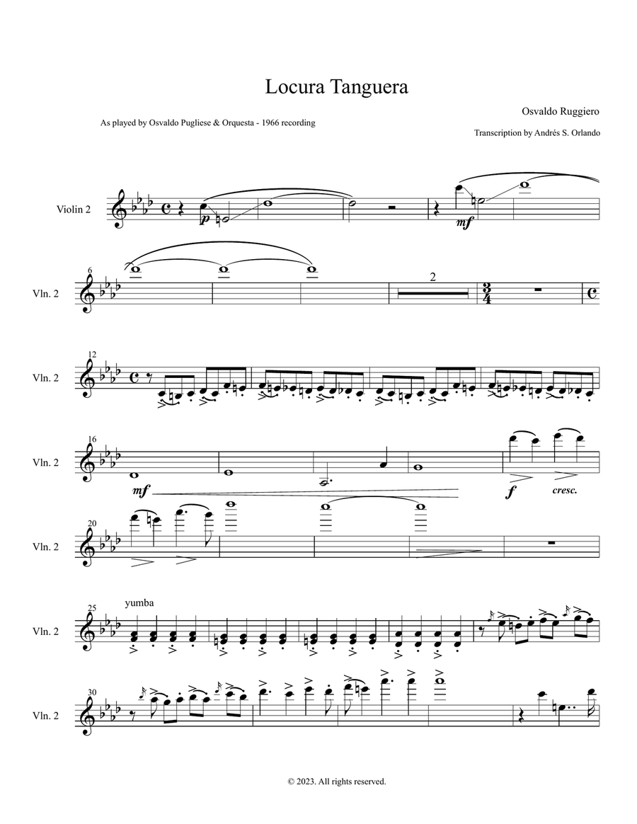 Locura Tanguera (Tango) transcription for orquesta típica Full Orchestra scores gallery preview page 4