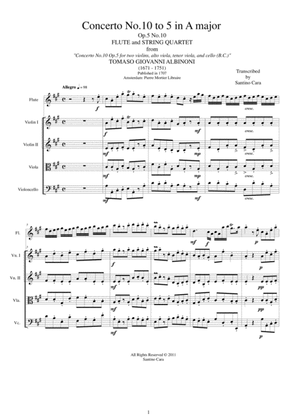 Albinoni - Concerto No.10 in A major Op.5 for Flute and String Quartet