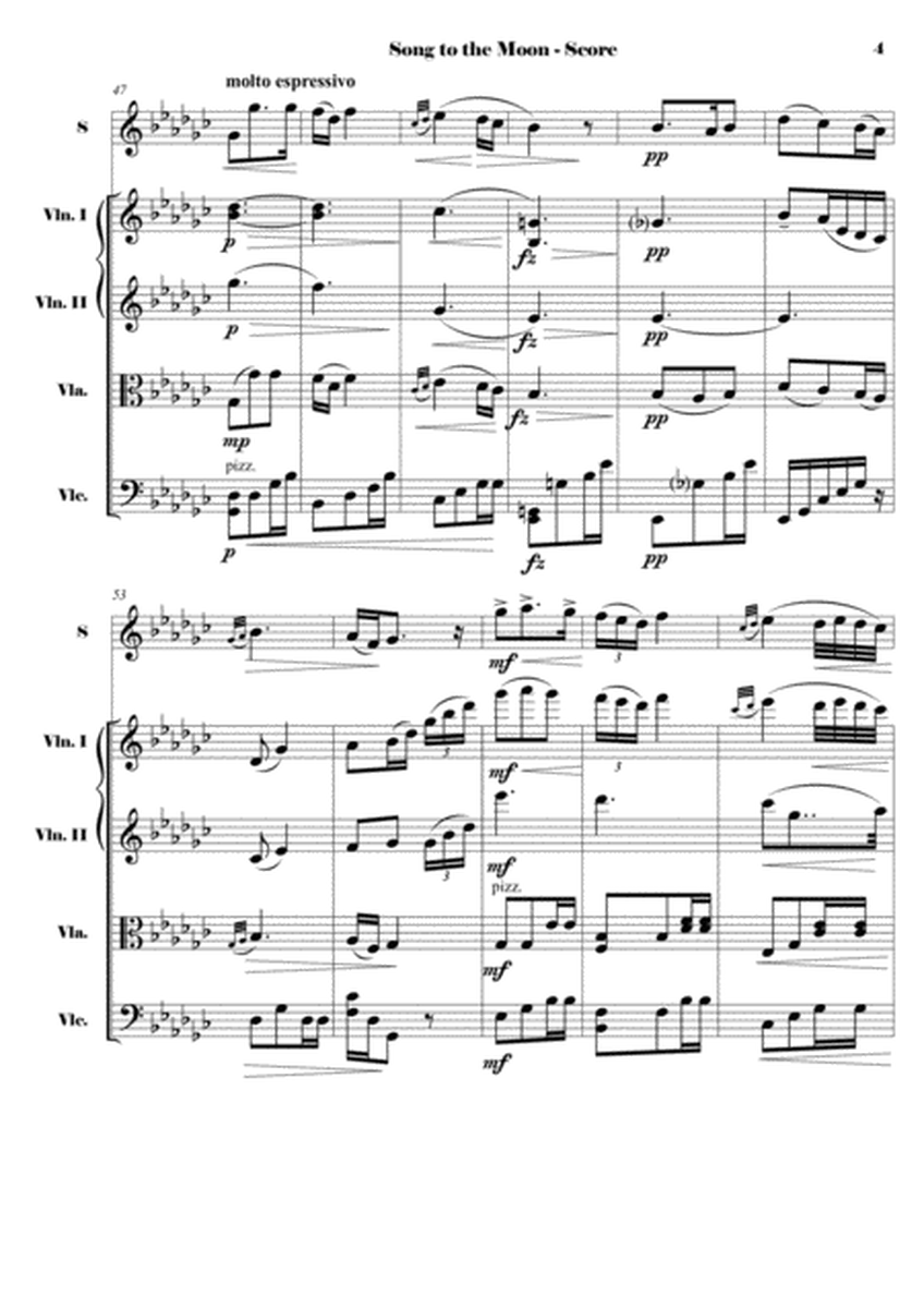 Dvorak - Song to the Moon from Rusalka, Op. 114 - Reduction for Soprano and String Quartet (SCORE A image number null