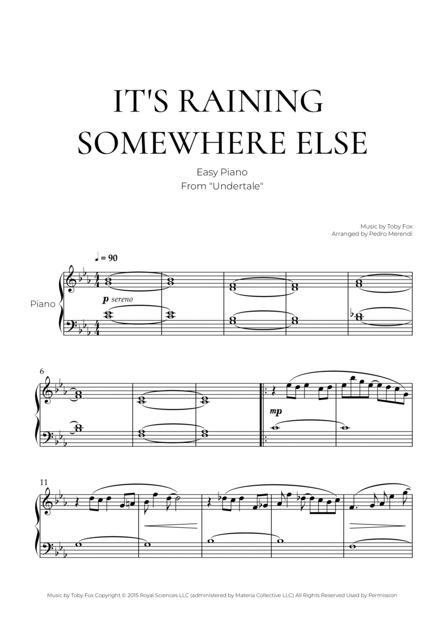 It's Raining Somewhere Else Easy Piano scores gallery preview page 1