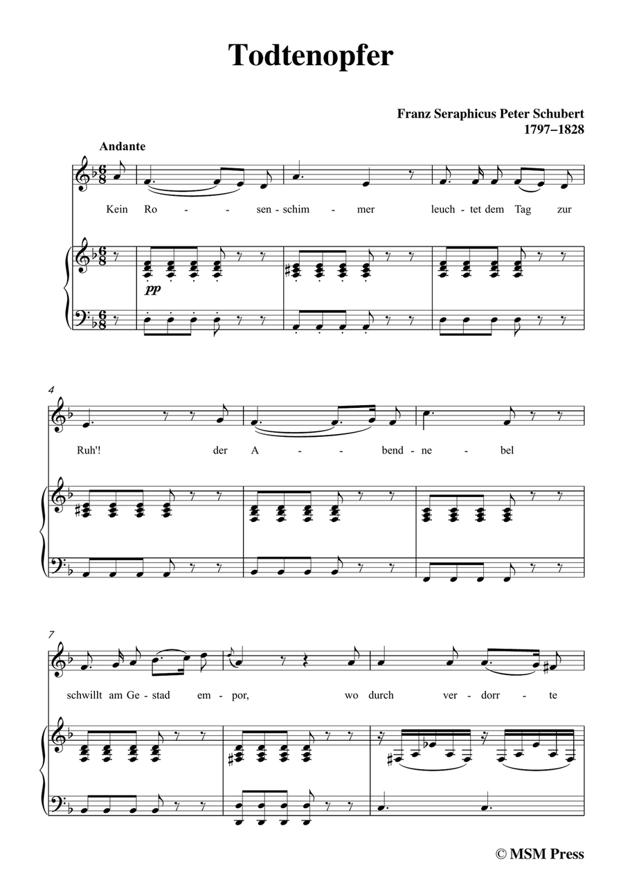 Schubert-Todtenopfer,in d minor,for Voice&Piano by Franz Schubert Piano, Vocal - Digital Sheet Music page 3