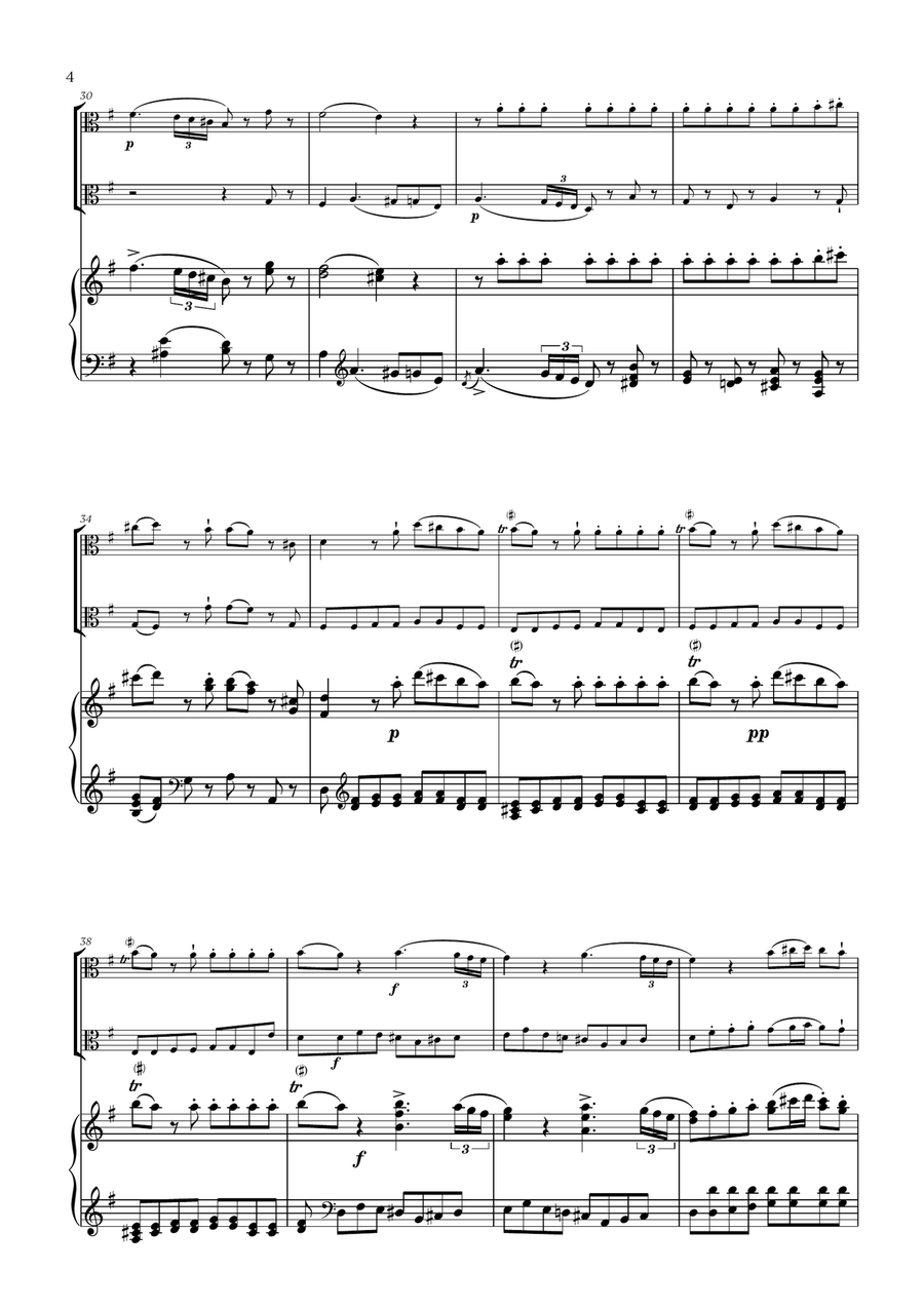 W. A. Mozart - Eine Kleine Nachtmusik (for Viola Duet and Piano) String Duet scores gallery preview page 4