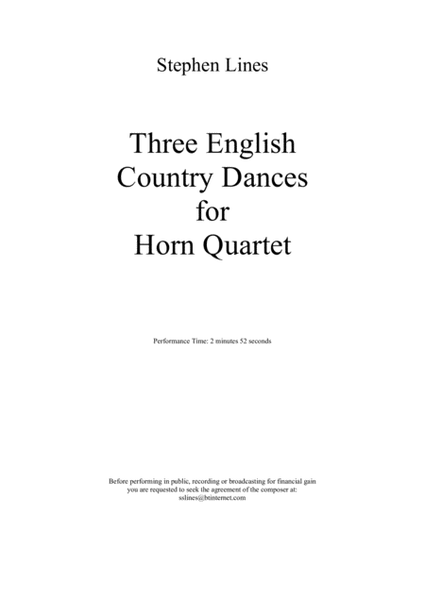 Three English Country Dances for Horn Quartet image number null