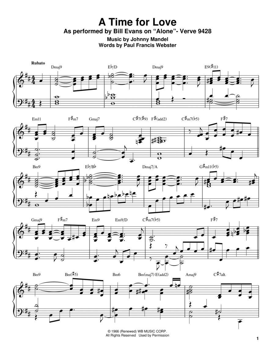 A Time For Love A Time For Love Piano scores gallery preview page 1