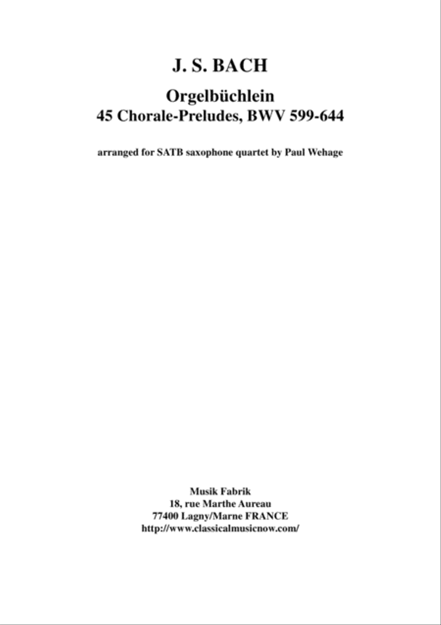 J. S. Bach : Orgelbüchlein (