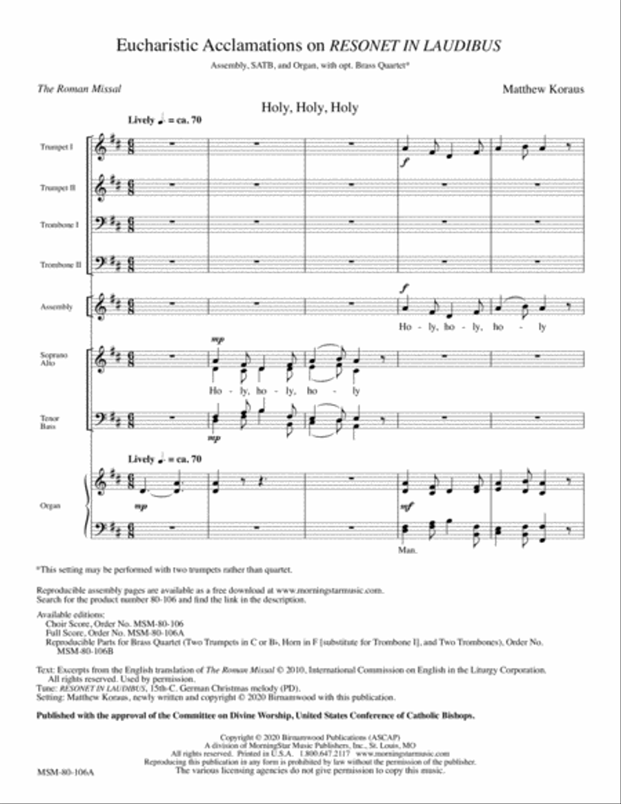 Eucharistic Acclamations on Resonet in Laudibus Choir scores gallery preview page 1