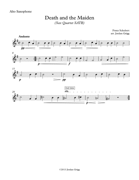 Death and the Maiden (Sax Quartet SATB) image number null