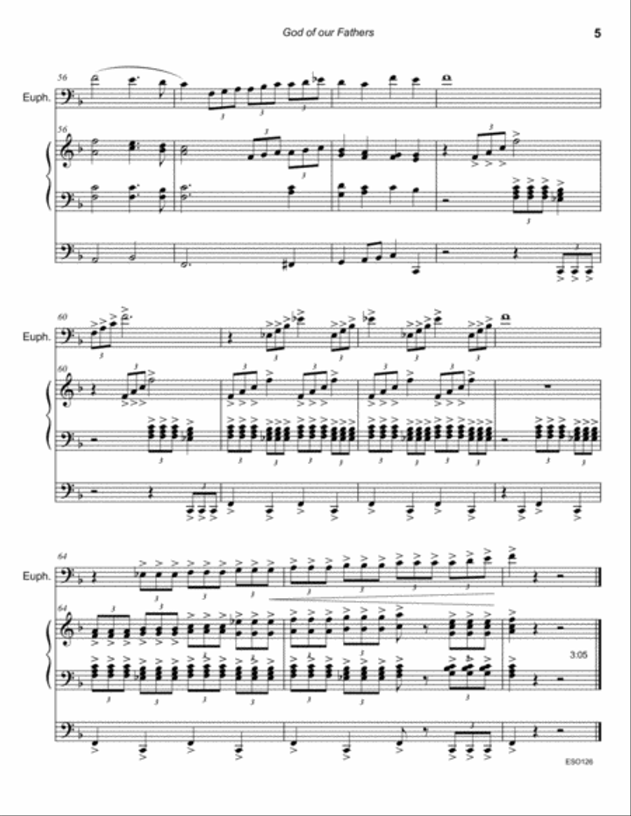 GOD OF OUR FATHERS - EUPHONIUM (Trombone) SOLO with Organ Accompaniment Small Ensemble scores gallery preview page 5