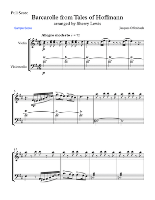 BARCAROLLE Tales From Hoffmann for String Duo, Intermediate Level for violin and cello