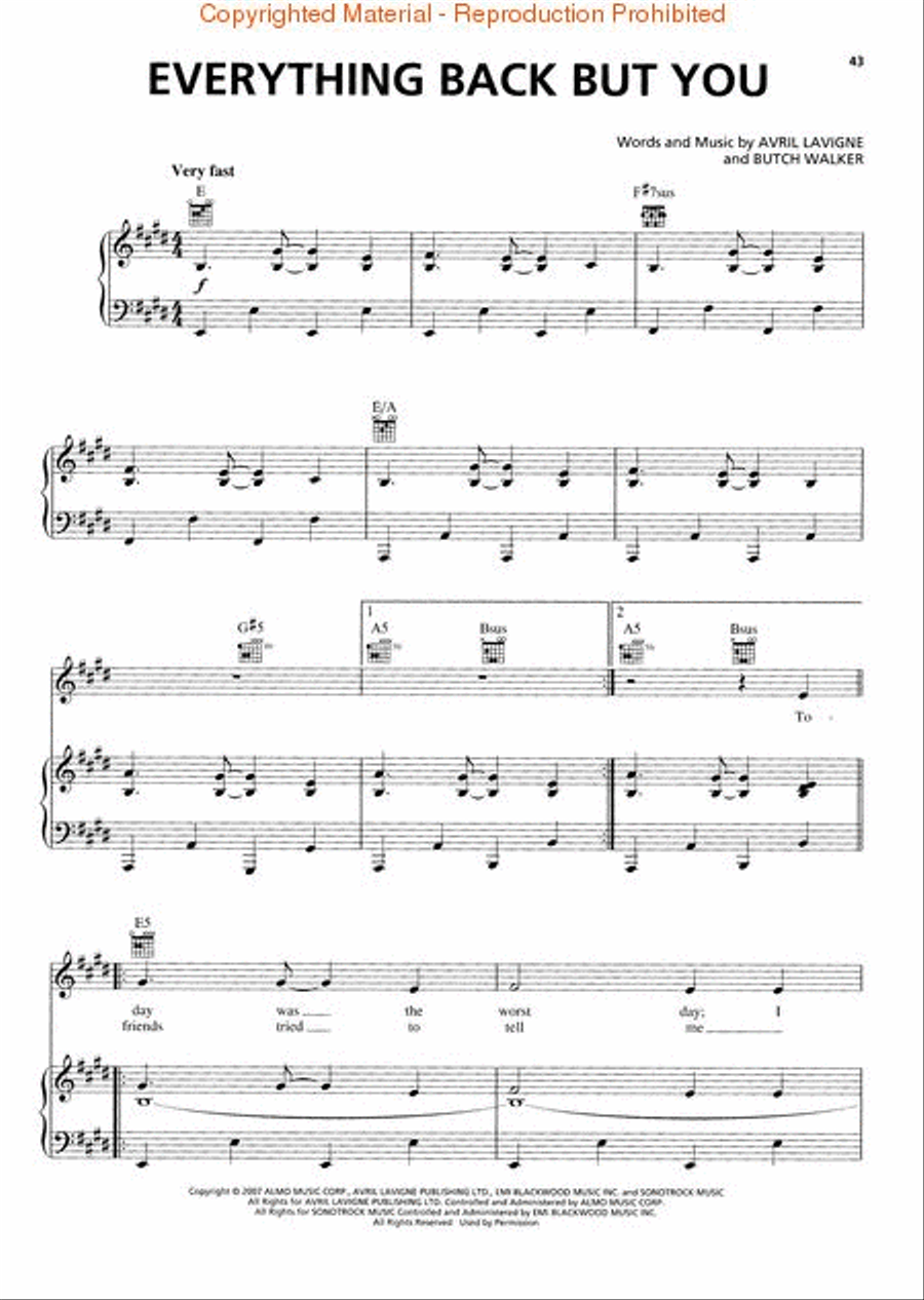 Avril Lavigne - The Best Damn Thing Piano, Vocal, Guitar scores gallery preview page 4