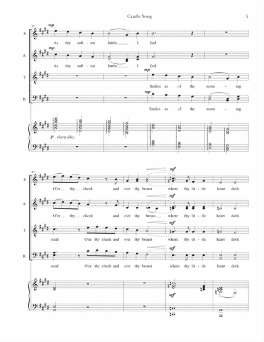 Cradle Song (SATB + Piano) 4-Part scores gallery preview page 5