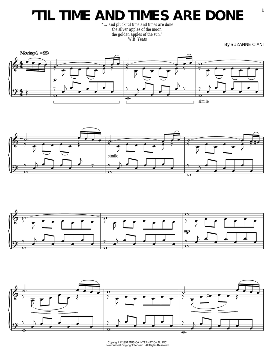 'Til Time and Times Are Done Piano Solo scores gallery preview page 1