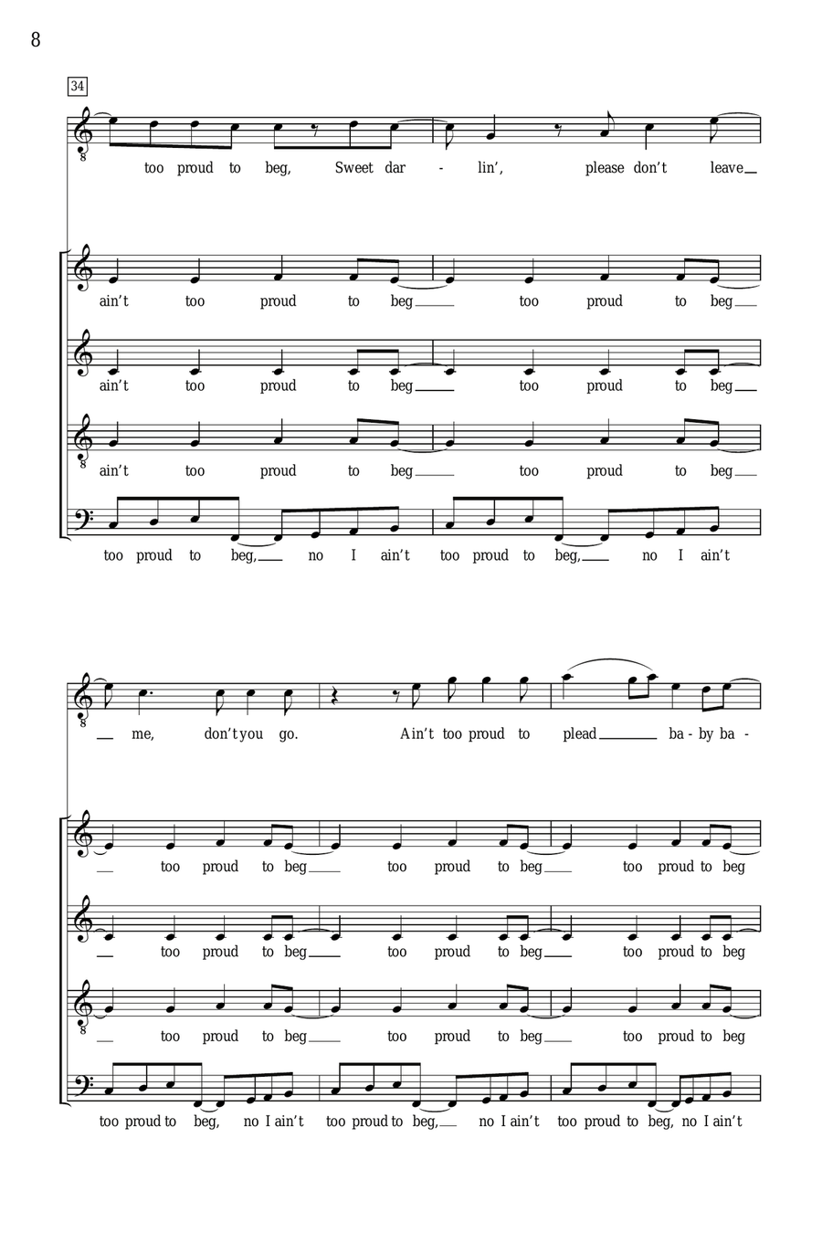 Ain't Too Proud To Beg (arr. Deke Sharon) 4-Part scores gallery preview page 7