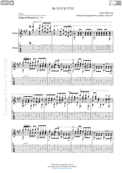 Minuet_P.Mauriat (Sheet music for guitar) image number null