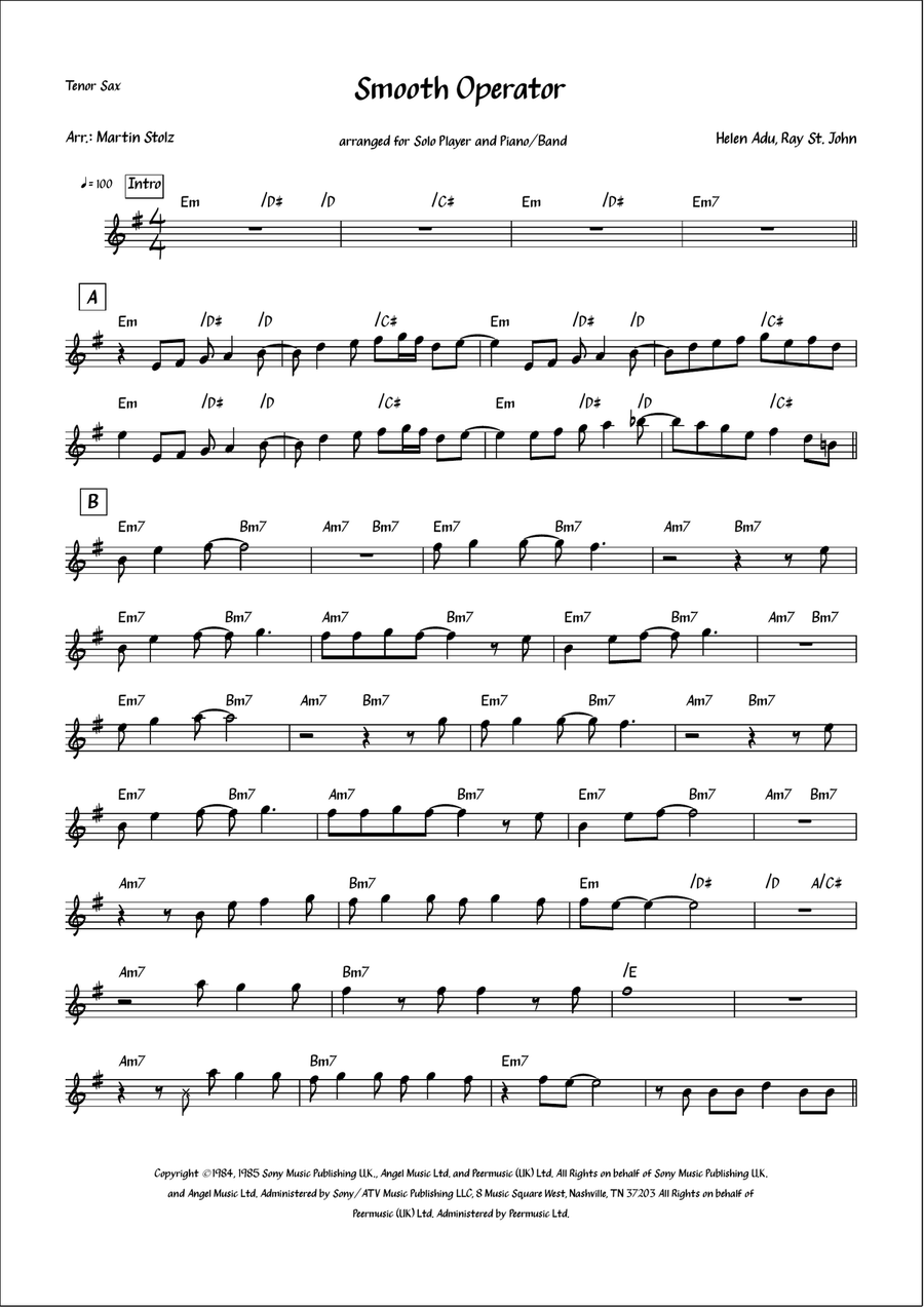 Smooth Operator Smooth Operator Tenor Saxophone scores gallery preview page 2