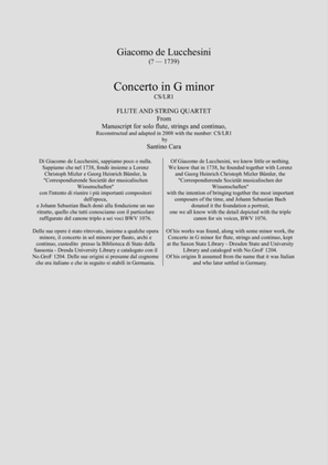 Lucchesini - Concerto in G minor CS-LR1 for Flute and String Quartet