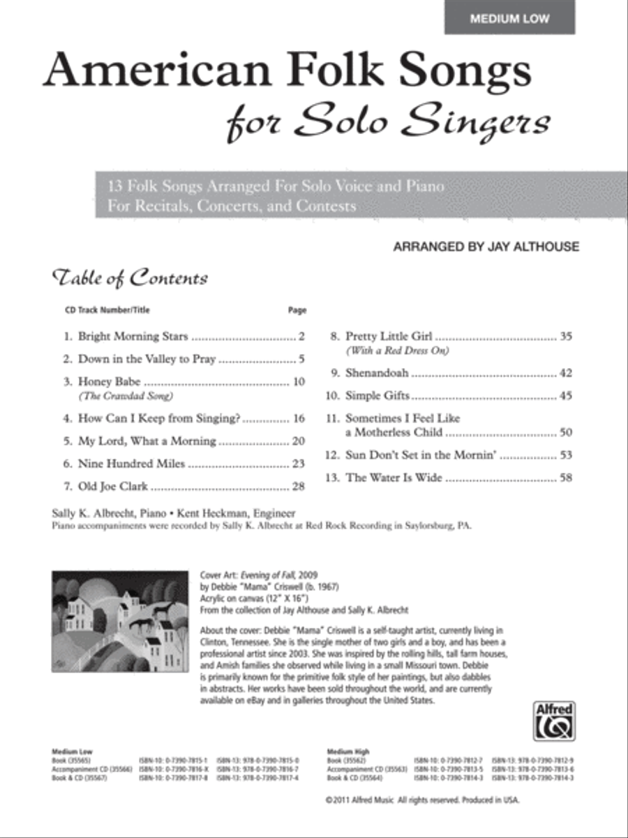 American Folk Songs for Solo Singers Piano Accompaniment scores gallery preview page 2