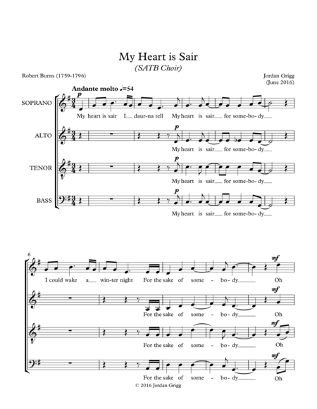 My Heart is Sair (SATB Choir) image number null