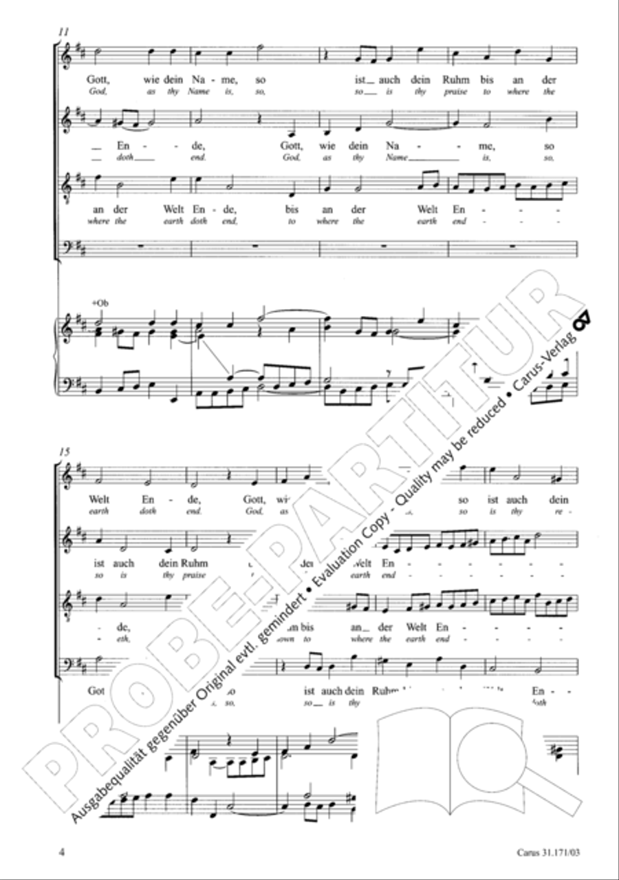 God, as thy name is, so is thy praise (Gott, wie dein Name, so ist auch dein Ruhm) 4-Part scores gallery preview page 5