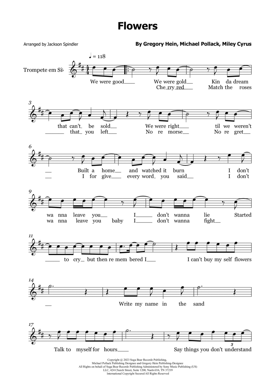 Flowers B-Flat Trumpet scores gallery preview page 1