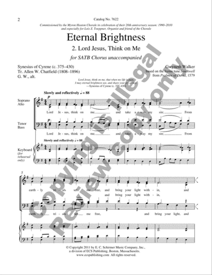 Eternal Brightness: 2. Lord Jesus, Think On Me 4-Part scores gallery preview page 2