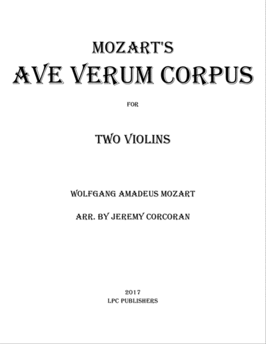 Ave Verum Corpus for Two Violins Ave Verum Corpus for Two Violins String Duet scores gallery preview page 1