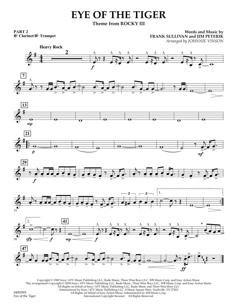 Eye Of The Tiger - Pt.2 - Bb Clarinet/Bb Trumpet Concert Band scores gallery preview page 1