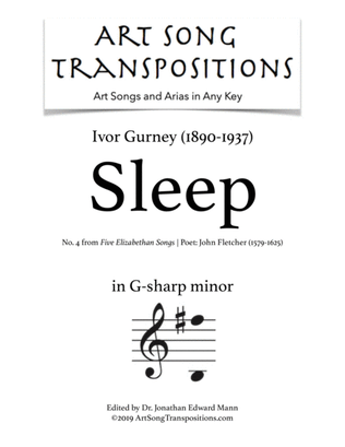 Book cover for GURNEY: Sleep (transposed to G-sharp minor)
