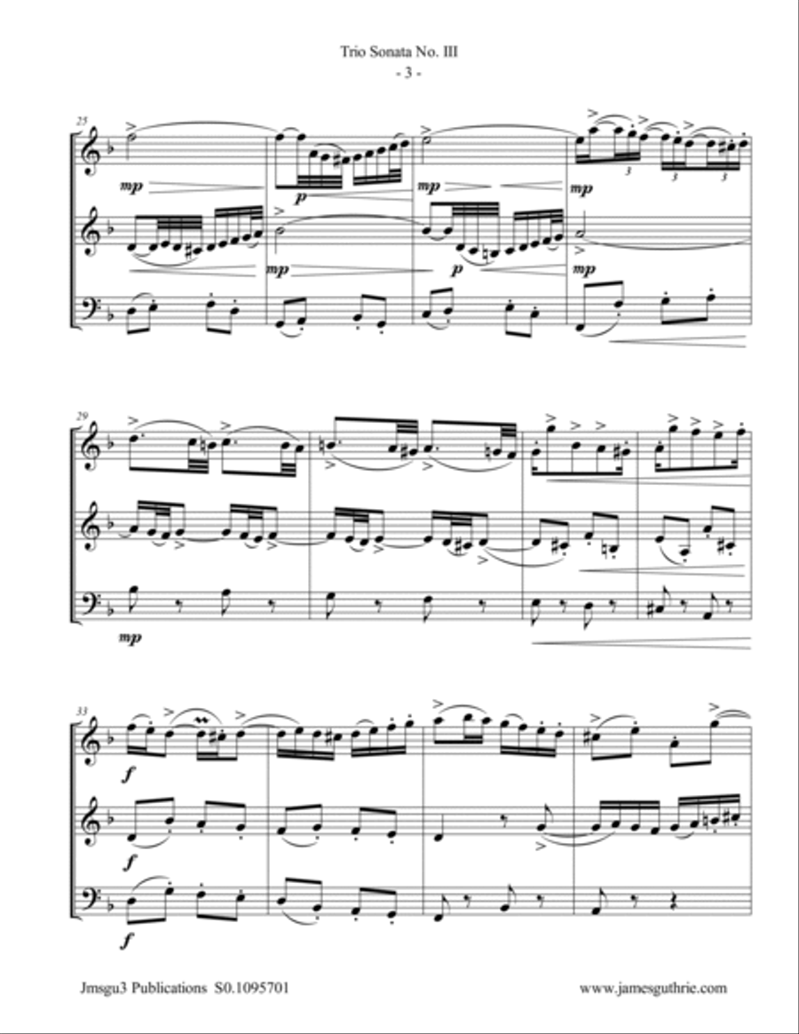 BACH: Trio Sonata No. 3 BWV 527 for String Trio String Trio scores gallery preview page 3