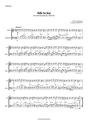 Ode to Joy for Flute and Bassoon by Beethoven Opus 125