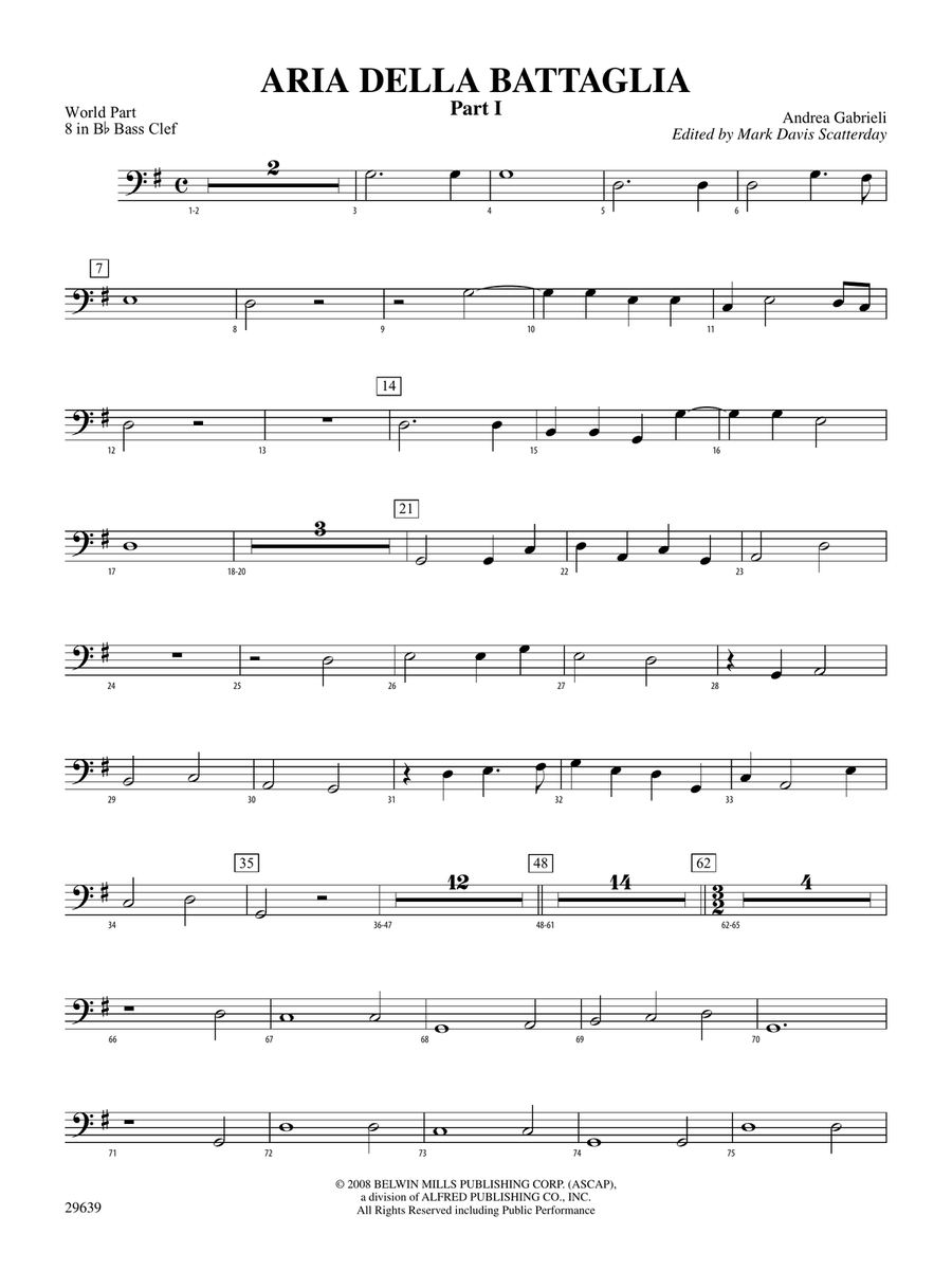 Aria Della Battaglia: (World Part) 8 in Bb Bass Clef