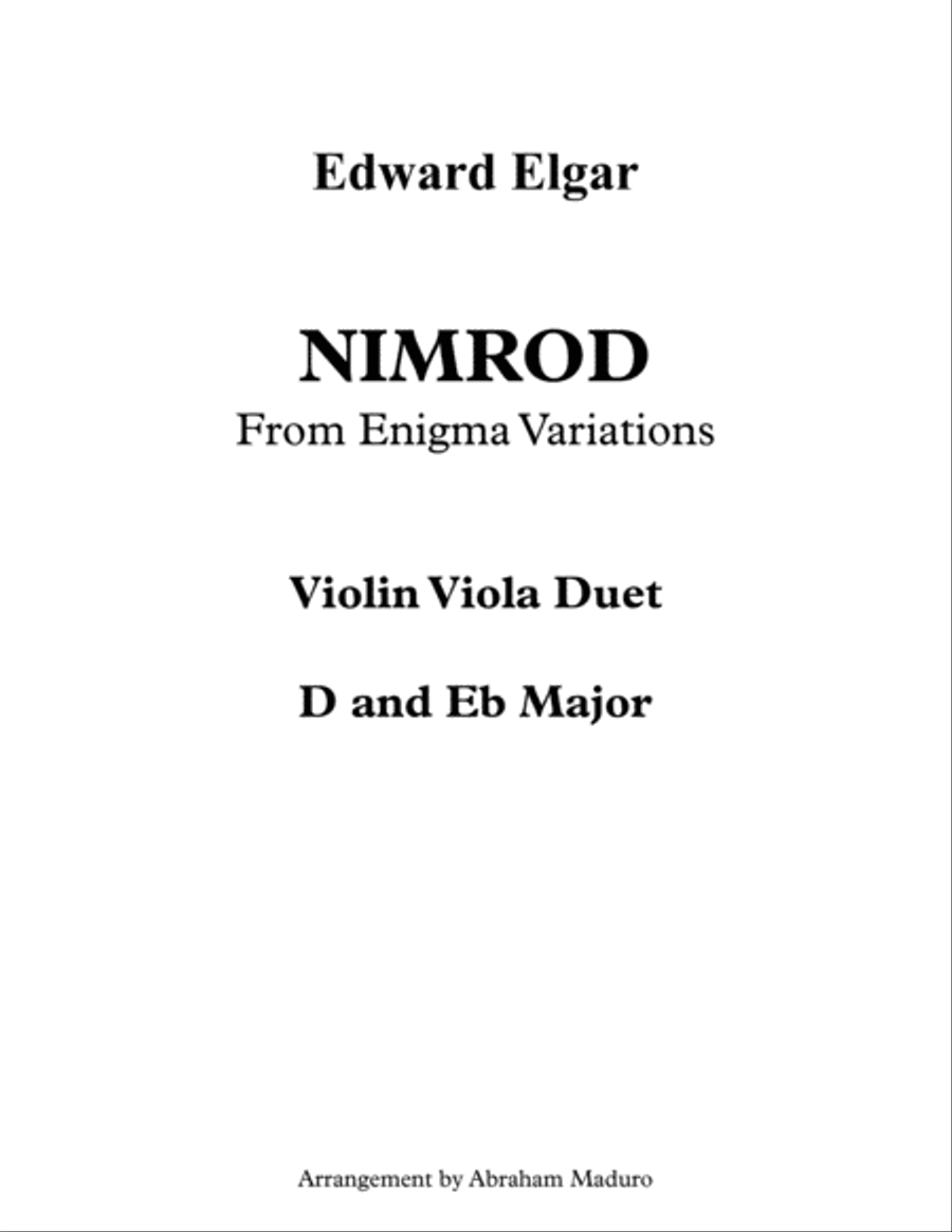 Nimrod From Enigma Variations Violin Viola Duet String Duet scores gallery preview page 1