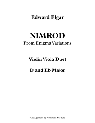 Book cover for Nimrod From Enigma Variations Violin Viola Duet