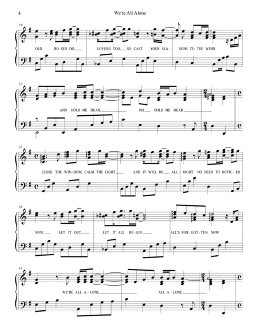 We're All Alone Easy Piano scores gallery preview page 4