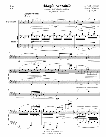 Beethoven: Adagio from Sonata Pathetique for Euphonium & Piano image number null