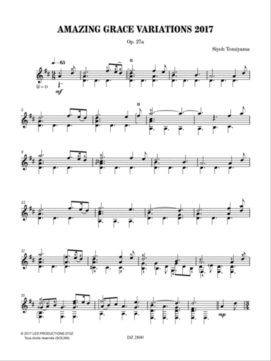 Amazing Grace Variations 2017, Op. 27a Classical Guitar scores gallery preview page 3